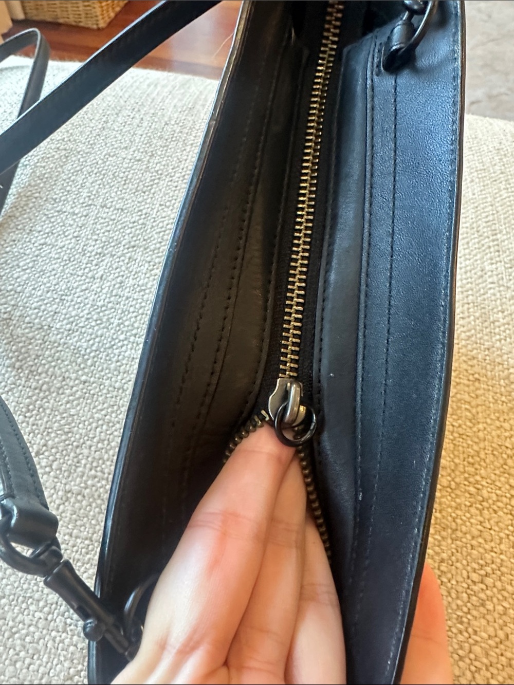 Coach Swagger Wristlet, Black Pebbled Leather - Picture 6 of 6